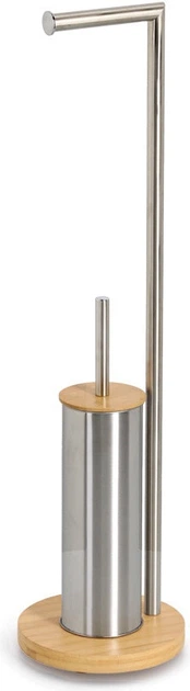 Стійка для туалетного паперу Zeller Orvo з щіткою для унітазу з бамбука та нержавіючої сталі (4003368189758) - зображення 3