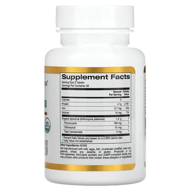 Органічна спіруліна California Gold Nutrition (Spirulina) 240 таблеток CGN01362 - зображення 4