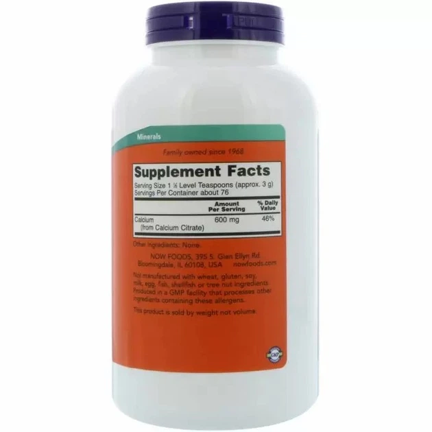 Цитрат кальцію NOW Foods (Calcium Citrate) 600 мг 227 г NOW01240 - зображення 2