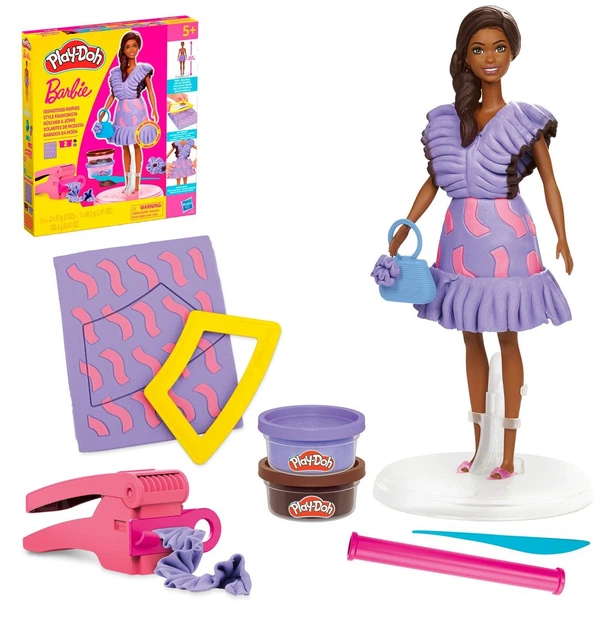 Zestaw kreatywny Hasbro Play-Doh Ciastolina Barbie Fashionista Falbanki + lalka (G1359) (5010996315687) - obraz 1
