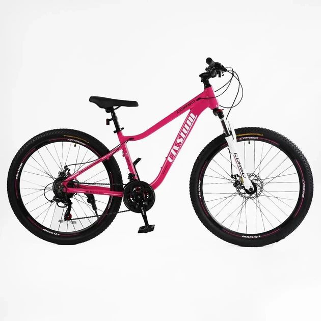 Спортивний гірський алюмінієвий велосипед 27.5 дюймів Shimano 21 швидкість Corso «ELYSIUM» LS-27507 рожевий - Фото 1 Спортивний гірський алюмінієвий велосипед 27.5 дюймів Shimano 21 швидкість Corso «ELYSIUM» LS-27507 рожевий - зображення 1