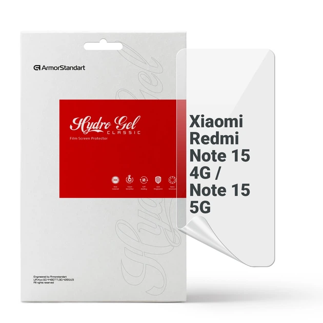 Захисна плівка для Xiaomi Redmi Note 15 4G/Note 15 5G гідрогелева ударостійка протиударна прозора бронеплівка на телефон ArmorStandart захист скла (ARM89618) - Фото 1 Захисна плівка для Xiaomi Redmi Note 15 4G/Note 15 5G гідрогелева ударостійка протиударна прозора бронеплівка на телефон ArmorStandart захист скла (ARM89618) - зображення 1