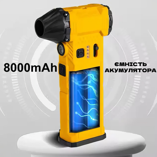 Аккумуляторная турбо ветродуйка 4в1 Мощный турбовентилятор 8000mAh с насадками для авто или дома TC - Фото 4 Аккумуляторная турбо ветродуйка 4в1 Мощный турбовентилятор 8000mAh с насадками для авто или дома TC - изображение 4