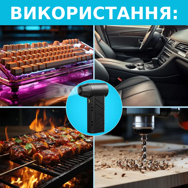 Аккумуляторный турбинный мини вентилятор 5000mAh Портативная турбо воздуходувка для авто или дома TC - Фото 5 Аккумуляторный турбинный мини вентилятор 5000mAh Портативная турбо воздуходувка для авто или дома TC - изображение 5