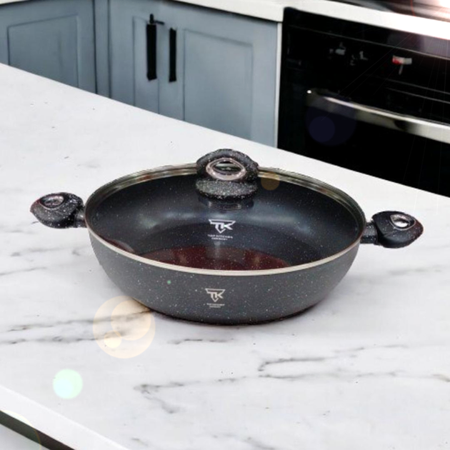 Сотейник-казан із кришкою 5 л Top Kitchen з мармуровим антипригарним покриттям 32 см для всіх типів плит на кухню TC - зображення 4