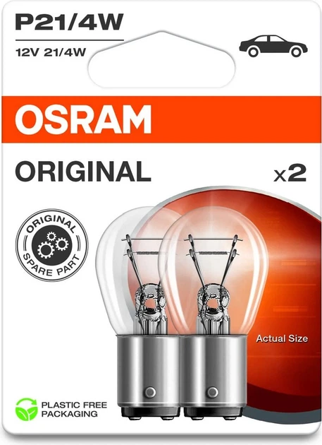 Набір автоламп OSRAM Original P21/4W BAZ15d 12 В 21 Вт 2 шт. (7225-2BL) - зображення 1