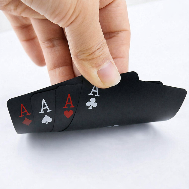 Карты игральные покерные черные пластиковые SP-Sport Poker 3466-1 54 карты Black-Red - изображение 5
