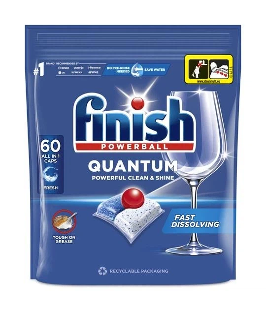 Капсули для посудомийних машин FINISH Quantum All in 1 60 шт - Фото 1 Капсули для посудомийних машин FINISH Quantum All in 1 60 шт - зображення 1