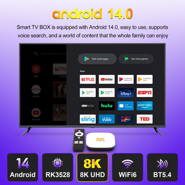 ТВ приставка H96MAX M2 Plus Android 14, TV Box 8K 4/32GB - зображення 3