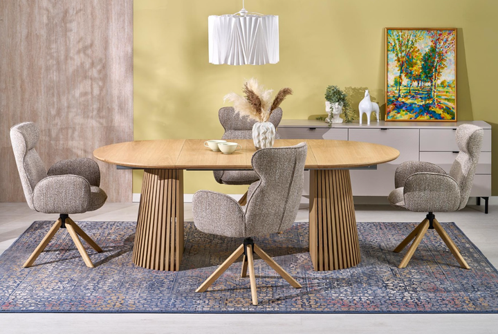 Крісло для відпочинку Halmar V-CH-K/585-KR-C.BEŻOWY/D.NATURALNY Обертове Бежеве (5905248136564) - зображення 15