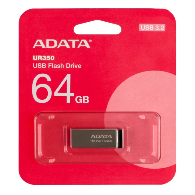 Флешка ЮСБ A-Data UR350 64 Gb, USB Flash Drive 3.2 пам'ять 64 Гб Серебро-Черный - Фото 2 Флешка ЮСБ A-Data UR350 64 Gb, USB Flash Drive 3.2 пам'ять 64 Гб Серебро-Черный - изображение 2