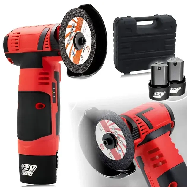 Аккумуляторная мини болгарка RED 12V (2 АКБ + 5 дисков, в кейсе) - изображение 8