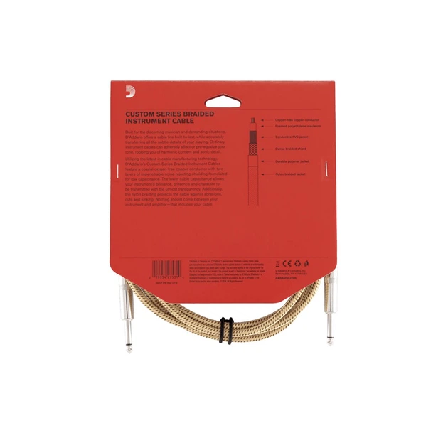 Кабель инструментальный D'ADDARIO PW-BG-10TW Custom Series Braided Instrument Cable - Tweed (3m) - Фото 4 Кабель инструментальный D'ADDARIO PW-BG-10TW Custom Series Braided Instrument Cable - Tweed (3m) - изображение 4