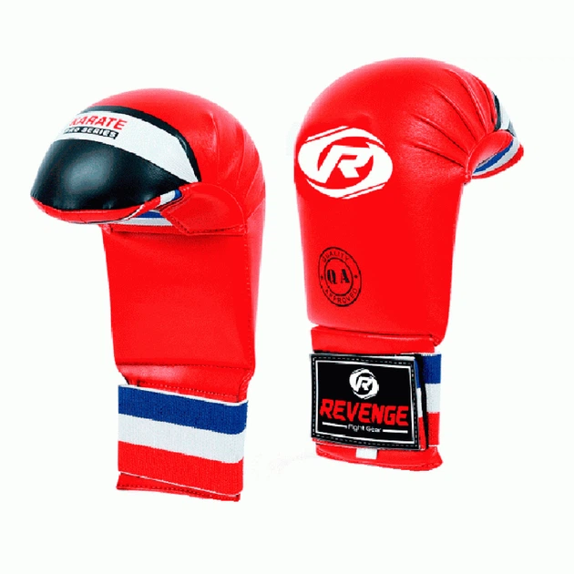Перчатки для карате спортивные р. М из экокожи EV-22-2201/PU красные на липучке для дома и спортзала - Фото 1 Перчатки для карате спортивные р. М из экокожи EV-22-2201/PU красные на липучке для дома и спортзала - изображение 1
