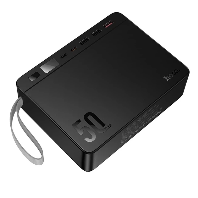 Павербанк HOCO J166 50000 mAh 22.5W 3USB/2Type-C Портативний зовнішній акумулятор Power Bank зі швидкою зарядкою 22.5W+PD20W та ліхтарем Black - Фото 6 Павербанк HOCO J166 50000 mAh 22.5W 3USB/2Type-C Портативний зовнішній акумулятор Power Bank зі швидкою зарядкою 22.5W+PD20W та ліхтарем Black - зображення 6