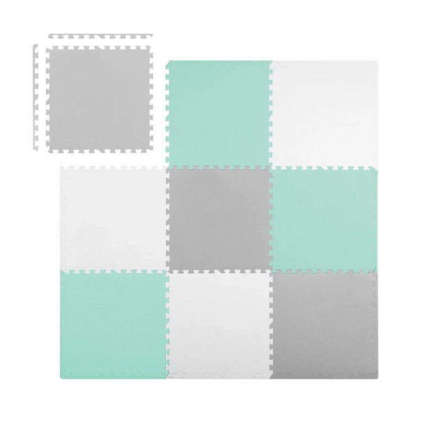 Mata piankowa dla dzieci RICOKIDS puzzle 180 x 180 cm 9 szt Szaro-turkusowa (5903890628987) - obraz 2