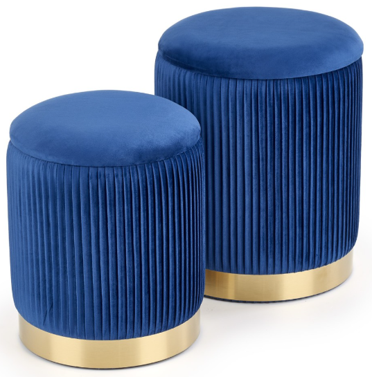 Набір пуфів Halmar MONTY Оксамит Темно-синій Золота подставка V-CH-MONTY-PUFA-GRANATOWY (5905248112131) - зображення 1