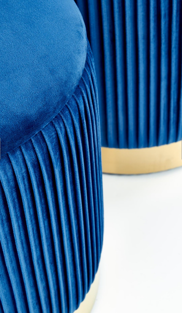 Набір пуфів Halmar MONTY Оксамит Темно-синій Золота подставка V-CH-MONTY-PUFA-GRANATOWY (5905248112131) - зображення 3