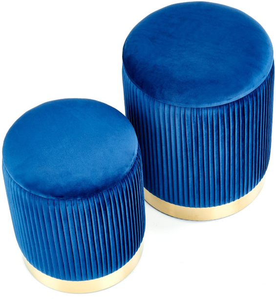 Набір пуфів Halmar MONTY Оксамит Темно-синій Золота подставка V-CH-MONTY-PUFA-GRANATOWY (5905248112131) - зображення 7