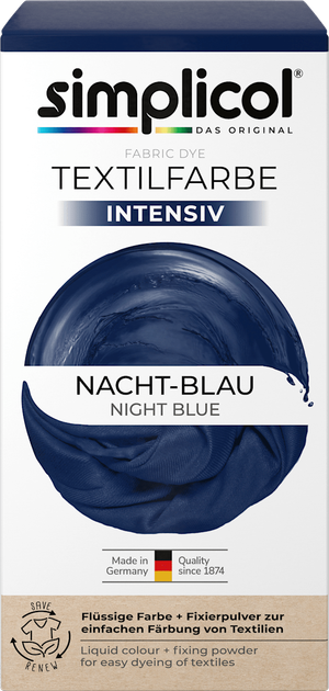 Фарба для одягу та текстилю Simplicol Nacht-Blau intensiv (Нічний синій ) 400 г + 150 ml рідкий барвник - Фото 5 Фарба для одягу та текстилю Simplicol Nacht-Blau intensiv (Нічний синій ) 400 г + 150 ml рідкий барвник - изображение 5