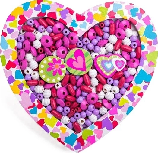 Zestaw zabawek WoodyLand Nawlekane koraliki Serduszka 90213 02132 (8591864902132) - obraz 2