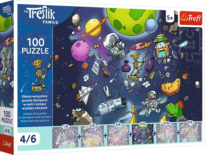 Пазл Trefl The Treflik Family Робобот у космосі 4/6 100 елементів 16544 (5900511165449) - зображення 1