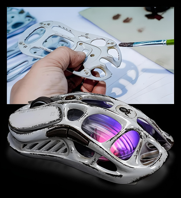 Игровая мышь GRAVASTAR Mercury M1 Pro с комбинированным подключением, RGB, 26000DPI, Battle Worn Edition-Silver Mist - изображение 7