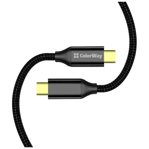 Дата кабель USB-C to USB-C 1.0m USB3.2 (20Gbps 4K PD100W) Gen2 5А black ColorWay (CW-CBPDCC062-BK) ColorWay CW-CBPDCC062-BK 939331 - Фото 3 Дата кабель USB-C to USB-C 1.0m USB3.2 (20Gbps 4K PD100W) Gen2 5А black ColorWay (CW-CBPDCC062-BK) ColorWay CW-CBPDCC062-BK 939331 - зображення 3