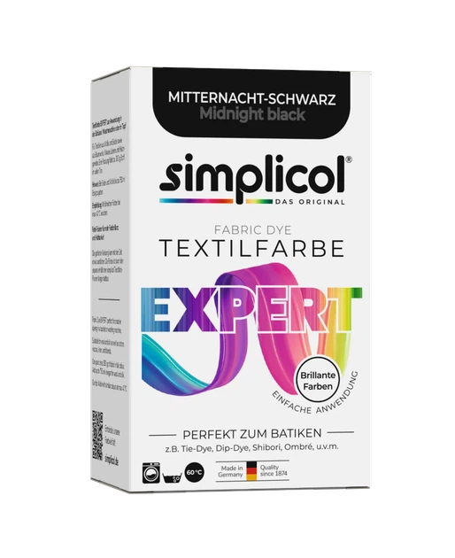 Фарба для одягу та фіксатор кольору для текстилю Simplicol Textilfarbe Expert Black (Чорна)+ Simplicol fixierer 150 г + 90 ml - изображение 5