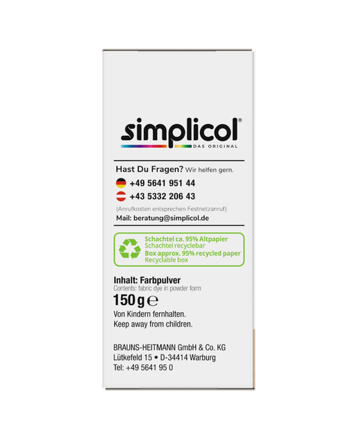 Фарба для одягу та фіксатор кольору для текстилю Simplicol Textilfarbe Expert Black (Чорна)+ Simplicol fixierer 150 г + 90 ml - изображение 7