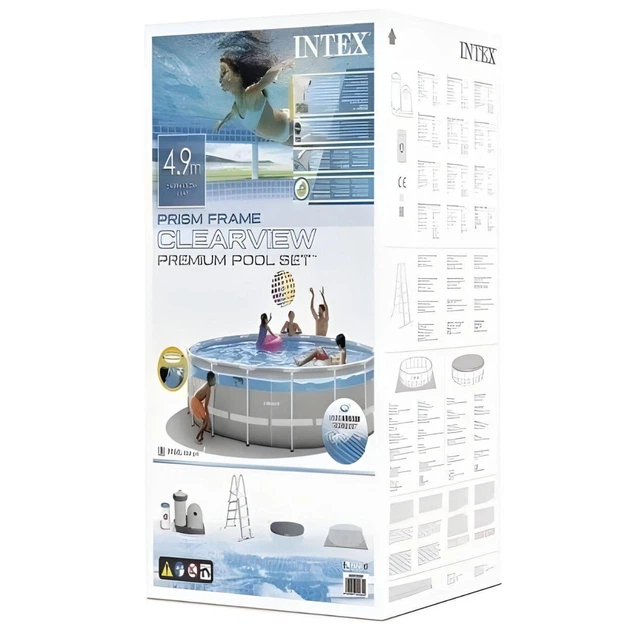 Каркасный бассейн Intex 26730 с фильтр-насосом 5678 л/час, лестницей, тентом и подстилкой, 488x122 см, 19114 л - изображение 6