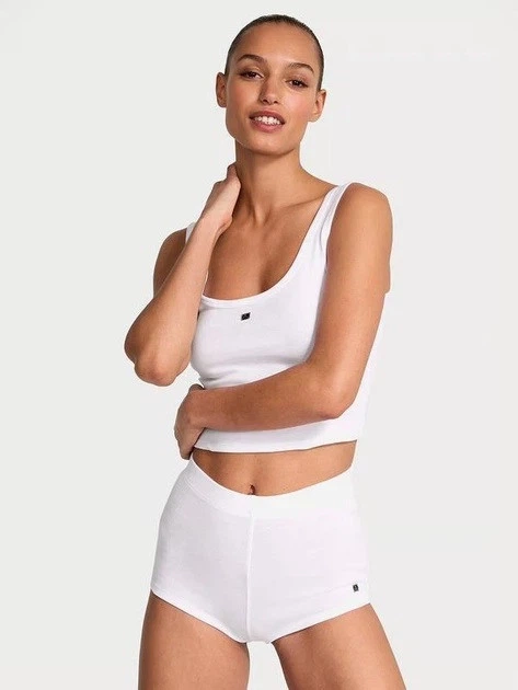 Піжама жіноча бавовняна (майка + шорти) Victoria’s Secret, XS, біла - Фото 1 Піжама жіноча бавовняна (майка + шорти) Victoria’s Secret, XS, біла - зображення 1