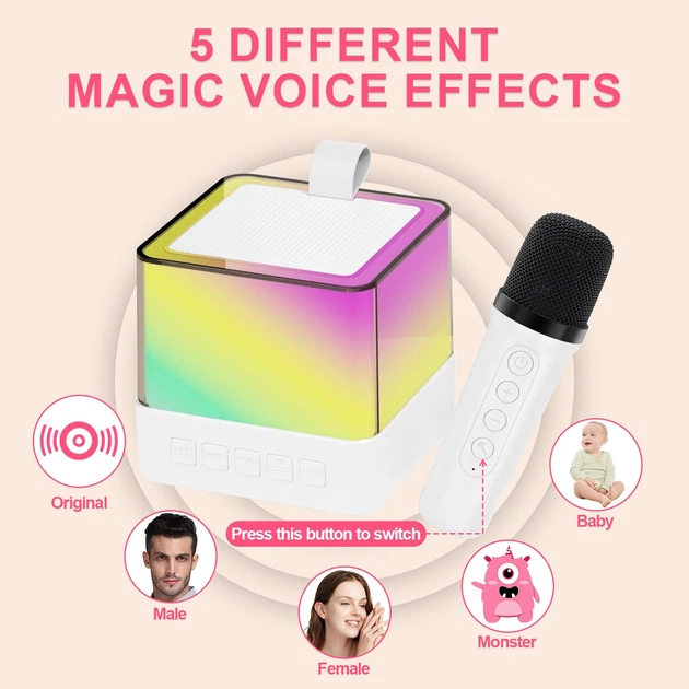 Мини-детское караоке с RGB-подсветкой K18 ∙ Bluetooth-колонка K18 с 2 микрофонами 57151/00 - изображение 4