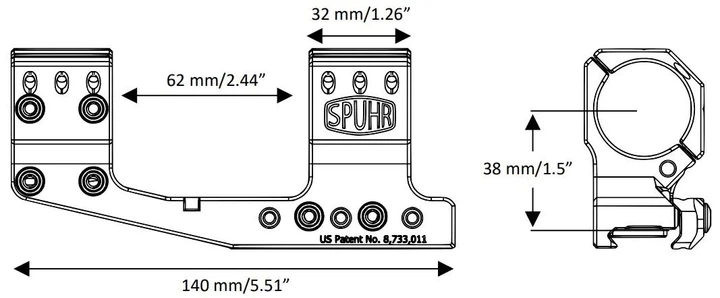 Моноблок Spuhr SP-3622 Gen3 с выносом. d – 30 мм. High. 6 MIL/20.6 MOA. Picatinny - Фото 2 Моноблок Spuhr SP-3622 Gen3 с выносом. d – 30 мм. High. 6 MIL/20.6 MOA. Picatinny - изображение 2