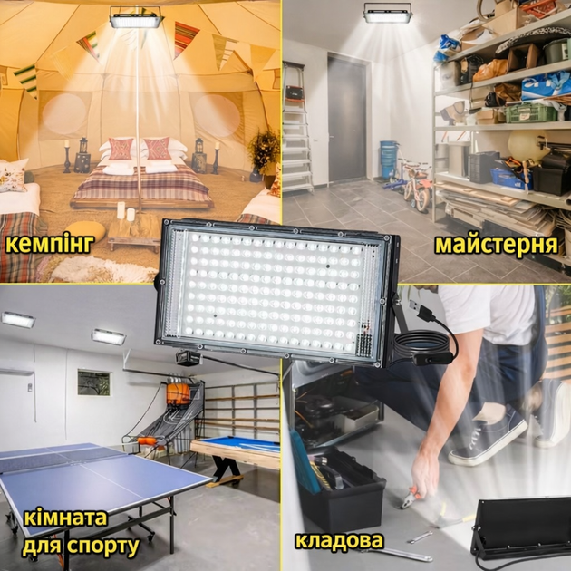 USB LED прожектор від павербанку 144 LED — Автономне світло без розетки - зображення 2