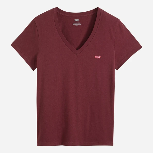 Футболка бавовняна жіноча Levi`s Perfect Vneck 85341-0132 XS Бордова (5401187776293) - зображення 5