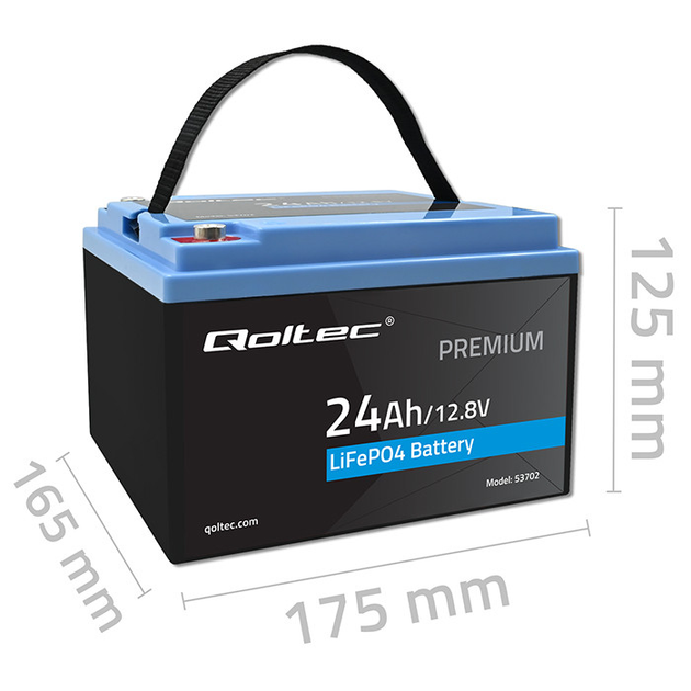 Akumulator Qoltec LiFePO4 Litowo-Żelazowo-Fosforanowy 12.8V 24Ah 307.2Wh BMS 53702 (5901878537023) - obraz 3