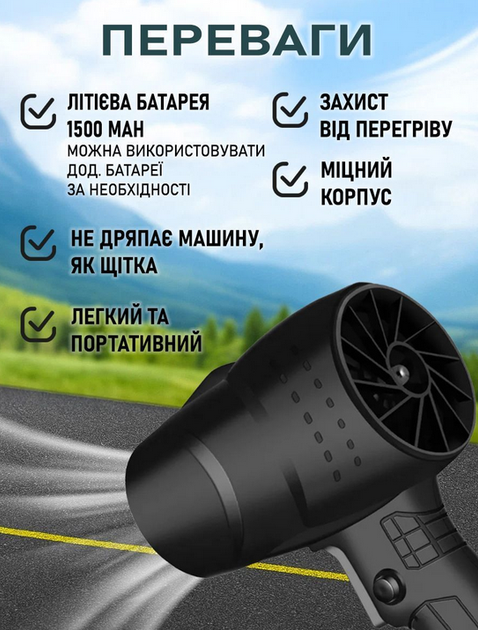 Акумуляторна повітродувка 21В з турбіною, 80 м/с, для снігу, листя, пилу та розпалювання вугілля - зображення 4