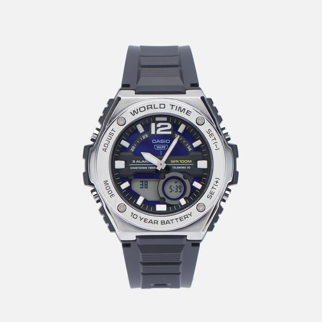 Мужские часы Casio MWQ-100-2AVCF — аналогово-цифровые, мировое время, батарея 10 лет, водозащита 100 м - изображение 2