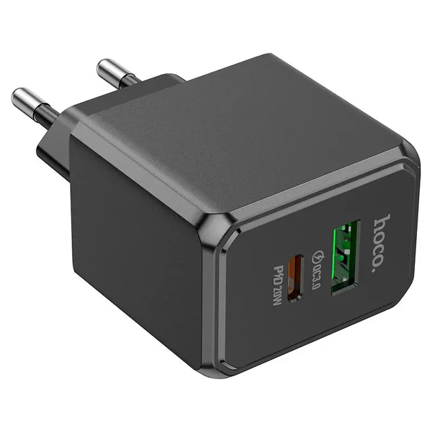 Мережеве зарядне HOCO CS14A QC3.0 PD 20W black - Фото 2 Мережеве зарядне HOCO CS14A QC3.0 PD 20W black - изображение 2