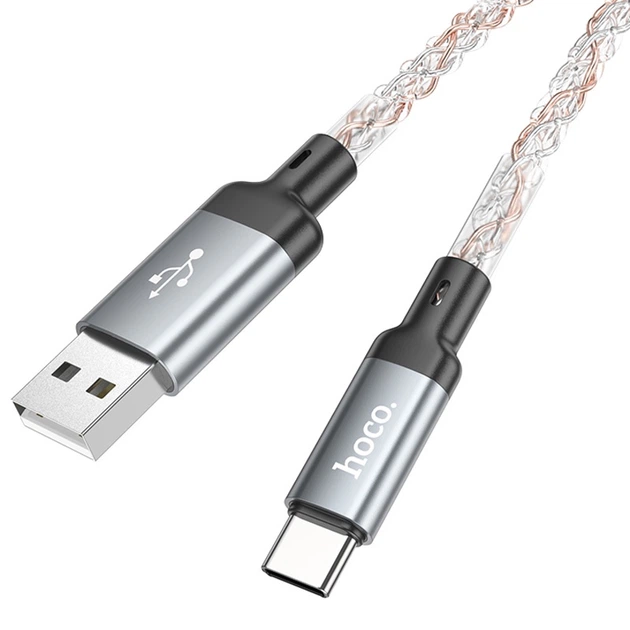Дата кабель Hoco U112 Shine USB to Type-C 3A (1m) Gray - изображение 4