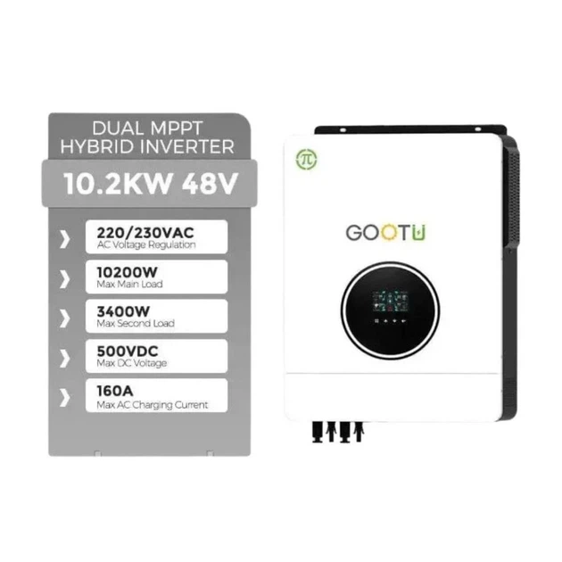 Гібридний сонячний інвертор GOOTU 10.2 кВт 48 В з чистою синусоїдою - зображення 2