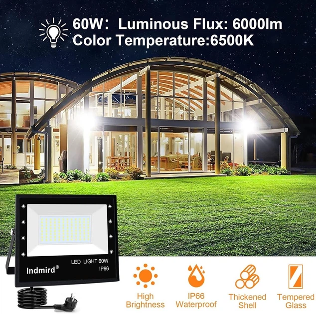 Прожектор LED Indmird 60W, 2 шт, 6000LM, зовнішній, IP66 - зображення 7
