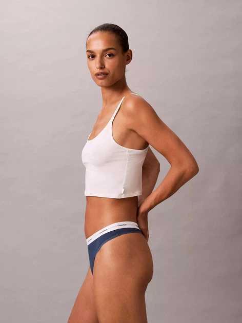 Трусики танга женские хлопковые Calvin Klein QD5357-CEC L Темно-синие (014056493372) - изображение 4