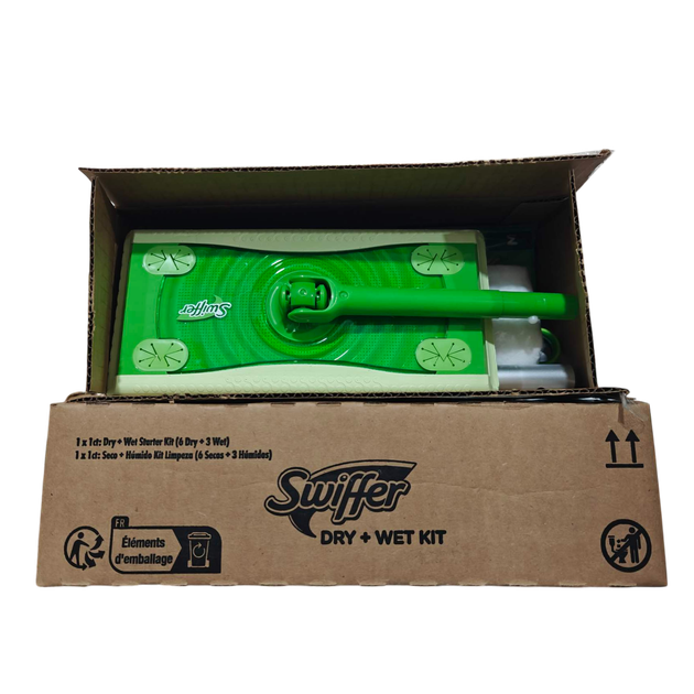 Швабра для миття підлоги Swiffer Kit + 6 сухих і 3 вологих серветки - зображення 2
