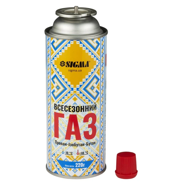 Балон газовий всесезонний 220г 400 ml ОАЕ SIGMA Цанговий газовий балон - Фото 2 Балон газовий всесезонний 220г 400 ml ОАЕ SIGMA Цанговий газовий балон - зображення 2
