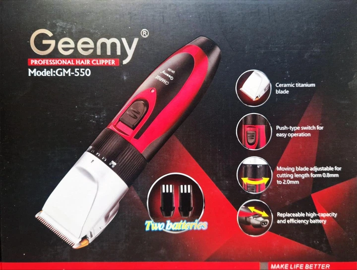 Профессиональная машинка для стрижки волос Geemy GM-550 триммер со сменным аккумулятором и насадками - изображение 6