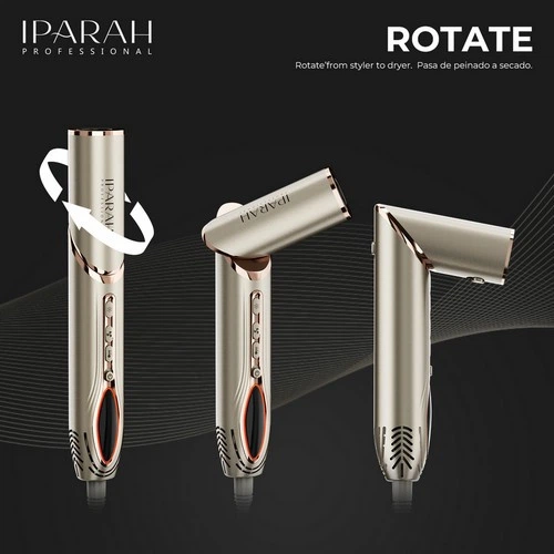 Фен-стайлер IPARAH 7 в 1 P-510G SILVER, 7 насадок, 3 режима, 4 режима температуры, 105000 RPM, 1400W - изображение 8