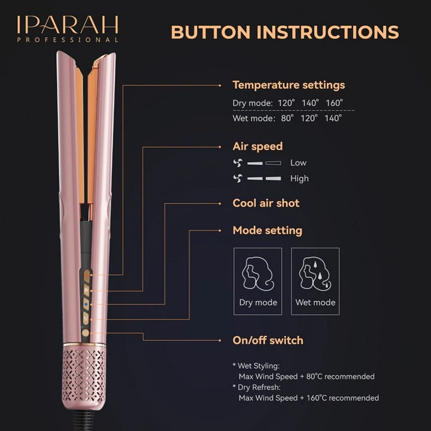 Фен-стайлер IPARAH 2 в 1 P-099, 2 режими, 3 рівні температури, 110000RPM, 1300 Вт - зображення 9