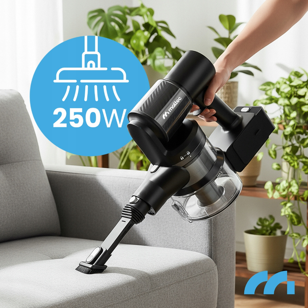 Вертикальний пилосос бездротовий TURBOCYCLONE PRO2000 3в1 250Вт Maltec - зображення 5